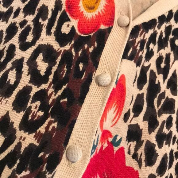 ny collection Leopard & Floral Print Cardigan - SM - Picture 4 of 12
